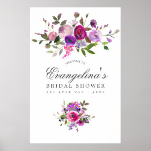 Trendy Watercolor Bloem Bruiloft Feest Verwelkomin Poster