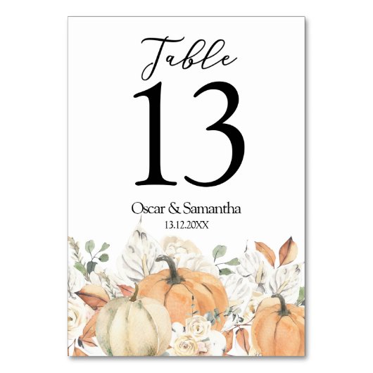 Trendy Watercolor Bloemen & Pompoenen Herfst  Kaart (Achterkant)