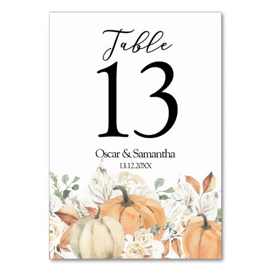 Trendy Watercolor Bloemen & Pompoenen Herfst  Kaart (Voorkant)