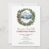 Trendy Watercolor Christmas Scene Printable Invite Kaart (Voorkant)