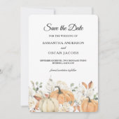 Trendy Watercolor Flowers & Pumpkins Autumn  Save The Date (Voorkant)