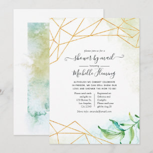 Trendy Watercolor Geometrische Baby Shower per Pos Kaart