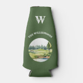 Trendy Watercolor Golf Oriented Course Cart Flesjeskoeler (Voorkant)