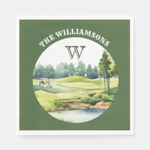 Trendy Watercolor Golf Thema Winkelwagen Servet