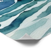 Trendy Watercolor Ocean Beach Wave Poster (Hoek)