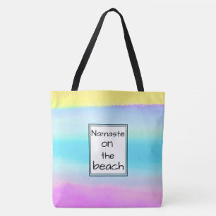 Trendy Watercolor Patroon Namaste op het Strand Tote Bag