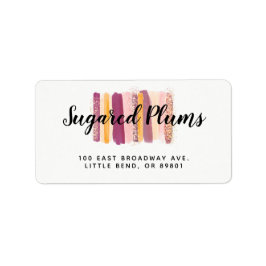 Trendy watercolor penseelstreken pruim goud adres etiket