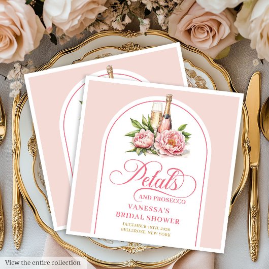 Trendy Watercolor Petals and Prosecco Party Napkin Servet