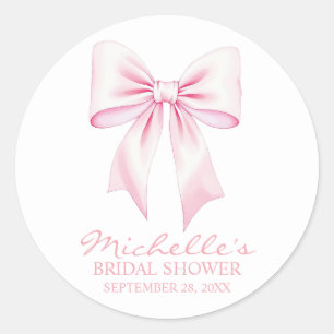 Trendy Watercolor Roze Strik Coquette Bruiloft Fee Ronde Sticker