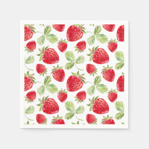 Trendy Watercolor Weide Aardbei Baby Shower Servet