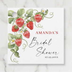 Trendy Watercolor Weide Bruiloftsshower Aardbeien Bedankjes Labels