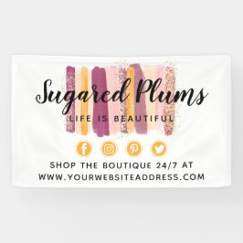 Trendy watercolorpenseelstreken pruim paars & goud spandoek