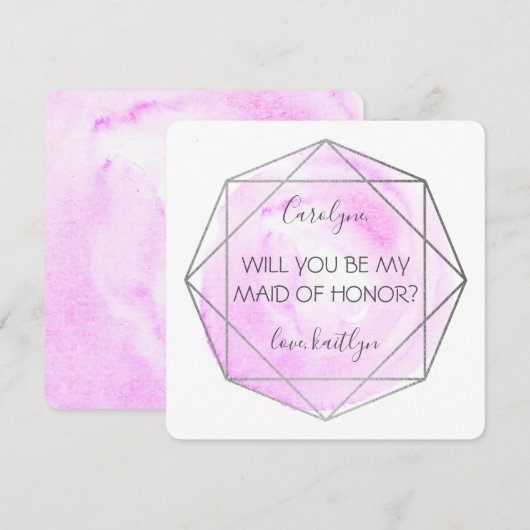 Trendy Waterecolor Diamant | Wees Mijn Getuige Kaart (Voorkant / Achterkant)