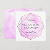 Trendy Waterecolor Diamond | Wees mijn Bridesmaid Kaart (Voorkant / Achterkant)