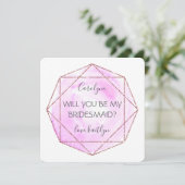 Trendy Waterecolor Diamond | Wees mijn Bridesmaid Kaart (Staand voorkant)