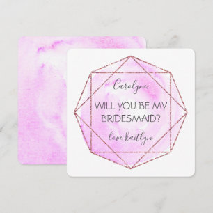 Trendy Waterecolor Diamond   Wees mijn Bridesmaid Kaart