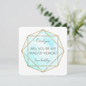 Trendy Waterecolor Diamond | Wees mijn dienstmeisj Kaart (Staand voorkant)