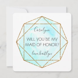 Trendy Waterecolor Diamond | Wees mijn dienstmeisj Kaart