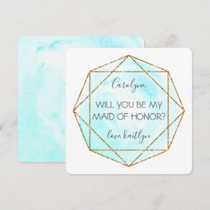 Trendy Waterecolor Diamond   Wees mijn dienstmeisj Kaart