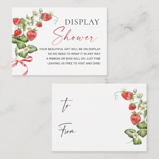 Trendy Waterverf Aardbei Baby Display Douche Informatiekaartje (Voorkant / Achterkant)