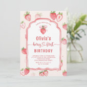 Trendy Waterverf Aardbei Baby eerste verjaardag Kaart (Staand voorkant)