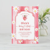 Trendy Waterverf Aardbei Baby eerste verjaardag Kaart (Staand voorkant)