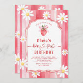 Trendy Waterverf Aardbei Baby eerste verjaardag Kaart (Voorkant / Achterkant)