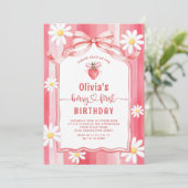 Trendy Waterverf Aardbei Baby eerste verjaardag Kaart (Staand voorkant)