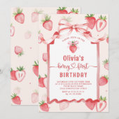 Trendy Waterverf Aardbei Baby eerste verjaardag Kaart (Voorkant / Achterkant)