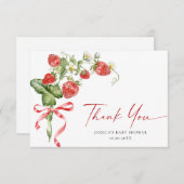 Trendy Waterverf Aardbei Baby shower Dank u Bedankkaart (Voorkant / Achterkant)