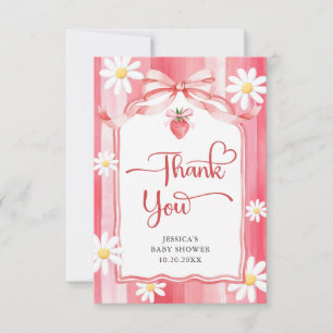 Trendy Waterverf Aardbei Baby shower Dank u Bedankkaart
