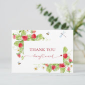 Trendy Waterverf Aardbei Baby shower Dank u Bedankkaart (Staand voorkant)