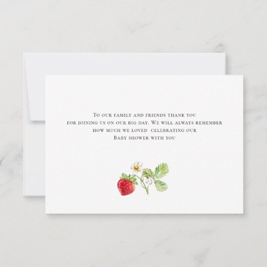 Trendy Waterverf Aardbei Baby shower Dank u Bedankkaart (Achterkant)