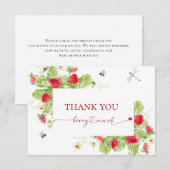 Trendy Waterverf Aardbei Baby shower Dank u Bedankkaart (Voorkant / Achterkant)