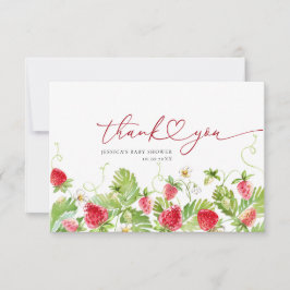 Trendy Waterverf Aardbei Baby shower Dank u Bedankkaart