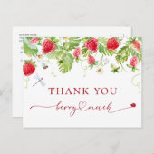 Trendy Waterverf Aardbei Baby shower Dank u Briefkaart (Voorkant / Achterkant)
