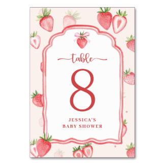 Trendy Waterverf Aardbei Baby shower Kaart