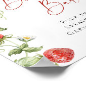 Trendy Waterverf Aardbei Bruids Bubbly Bar Poster (Hoek)