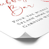 Trendy Waterverf Aardbei Bruids Bubbly Bar Poster (Hoek)