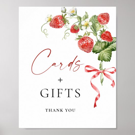 Trendy Waterverf Aardbei Bruids Kaarten Geschenken Poster (Voorkant)