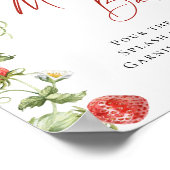 Trendy Waterverf Aardbei Bruids Mimosa Bar Poster (Hoek)