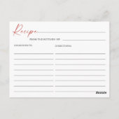 Trendy Waterverf Aardbei Bruids Recept Kaart (Achterkant)