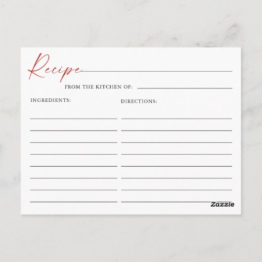 Trendy Waterverf Aardbei Bruids Recept Kaart (Achterkant)