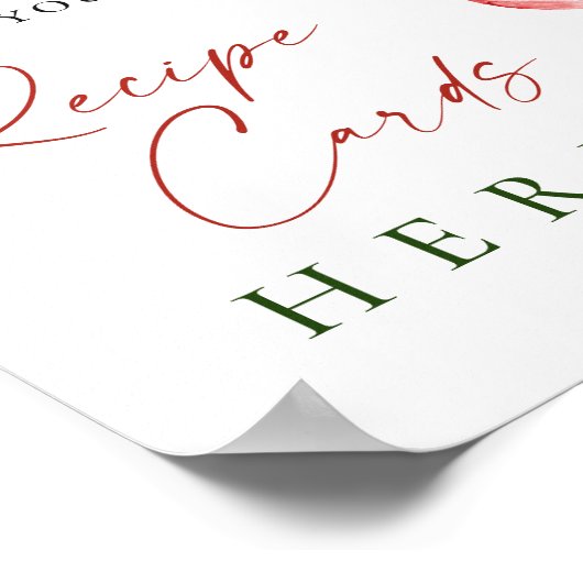 Trendy Waterverf Aardbei Bruids Recept Kaart Poster (Hoek)