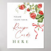 Trendy Waterverf Aardbei Bruids Recept Kaart Poster (Voorkant)