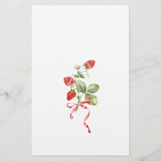 Trendy Waterverf Aardbei Vrijgezellenfeest Menu (Achterkant)