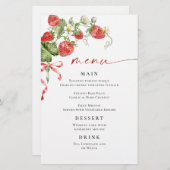 Trendy Waterverf Aardbei Vrijgezellenfeest Menu (Voorkant / Achterkant)