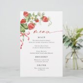 Trendy Waterverf Aardbei Vrijgezellenfeest Menu (Staand voorkant)