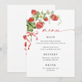 Trendy Waterverf Aardbei Vrijgezellenfeest Menu (Voorkant / Achterkant)