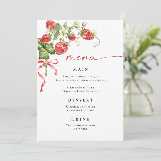 Trendy Waterverf Aardbei Vrijgezellenfeest Menu (Staand voorkant)